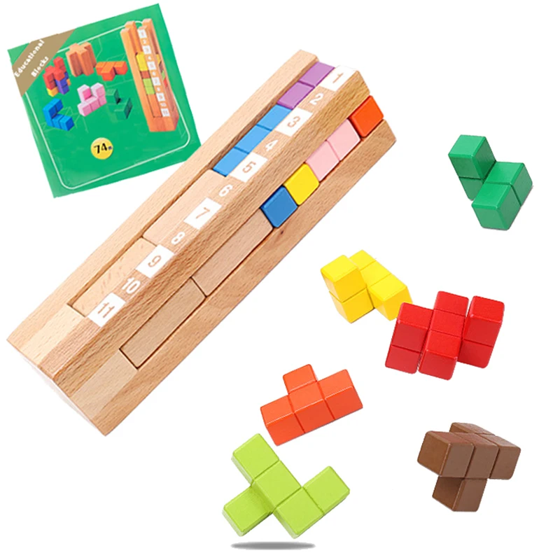 Wooden Stacking Toys Building Blocks  Montessori Educational Wooden Toys Logic Training Game Preschool Brain Toy