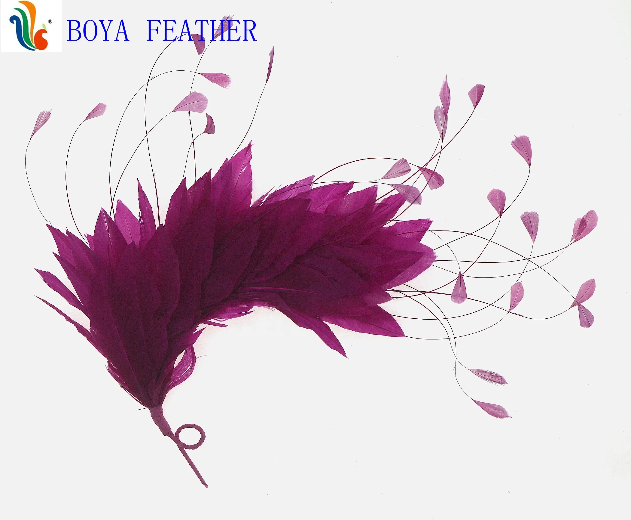 millinery supplies stripped goose feather flower mount with wire accessory