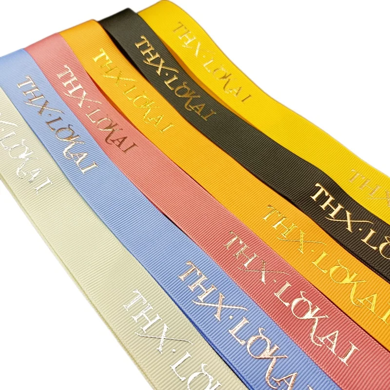 Luxury Custom Grosgrain Logo Ribbon Custom Brand Ribbon Gift Ribbons For Gift Wrap