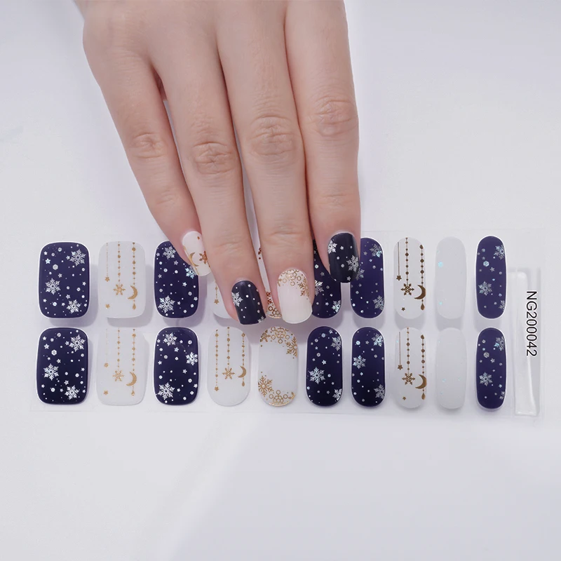 Gel nail wraps semi-cured for Christmas new style gel nail strips popular in Japan gel nail with the UV light