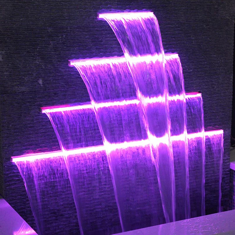 Factory Direct Sale Water Descent RGB LED Light color changed water curtain Landscape Wall Waterfall for garden Pool