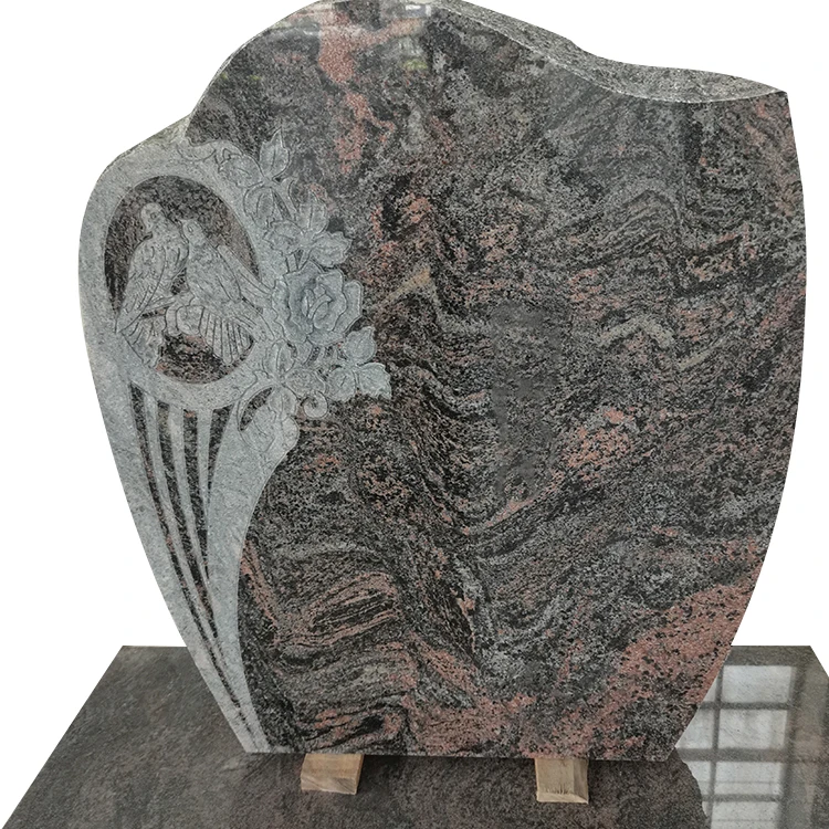 Modern Design American Style Rose Engraving Monument Granite Upright Tombstone