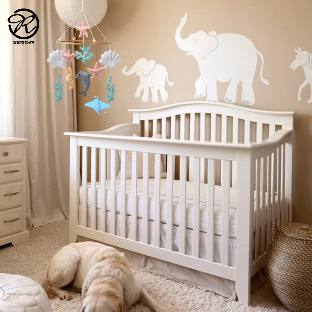 Ocean baby mobile sea themed nursery crib mobile dolphin starfish Coral Shell cot mobile