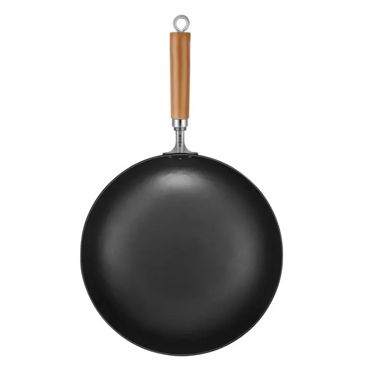 Ручной кованые из нержавеющей стали без покрытия с круглым дном вок кухня железная Сковорода Посуда Пан