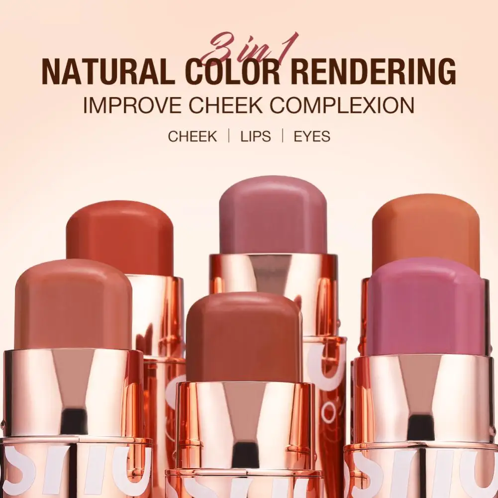 O.Two.O 3-In-1 Eye Cheek Lip Tint Buildable Waterproof Light Cream Multi Stick Makeup Blusher  Lipstick Blush Stick