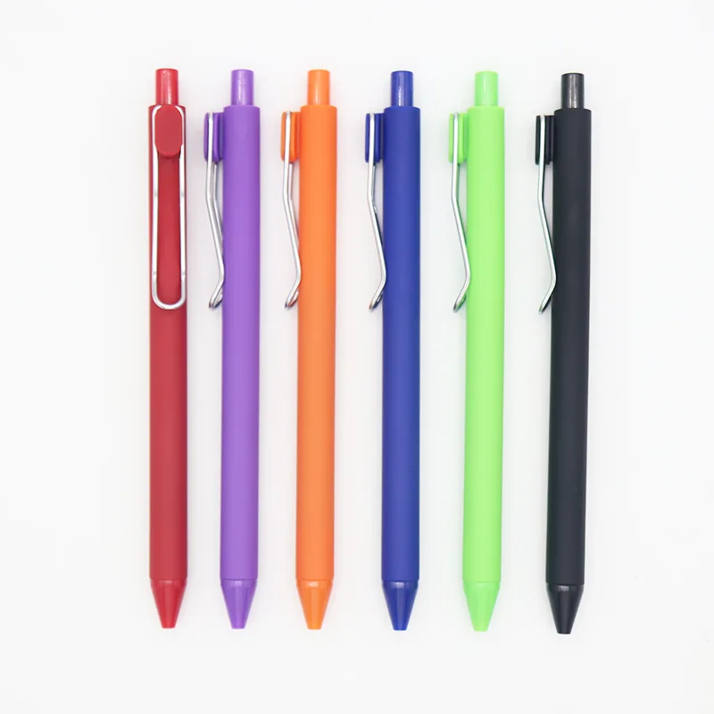 Metal Clip Cute Retractable Gel ink Pen Fancy Custom Logo Candy Color Click Action Gel pen