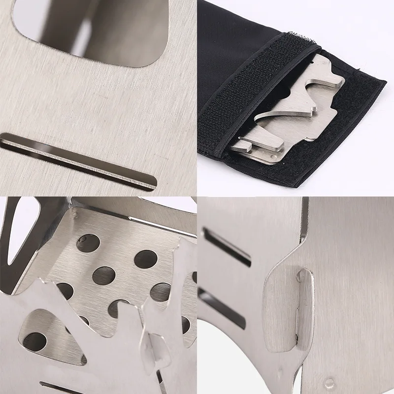 JWQ-009 Picnic stainless steel portable wood stove mini assembly card camp stove