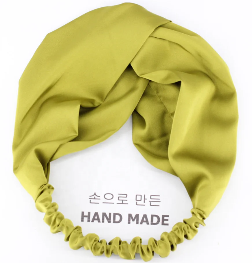 
Artificial Silk Satin Headbands Solid Color Twisted Elastic Hairband Silk Scrunchies For Women 2020 