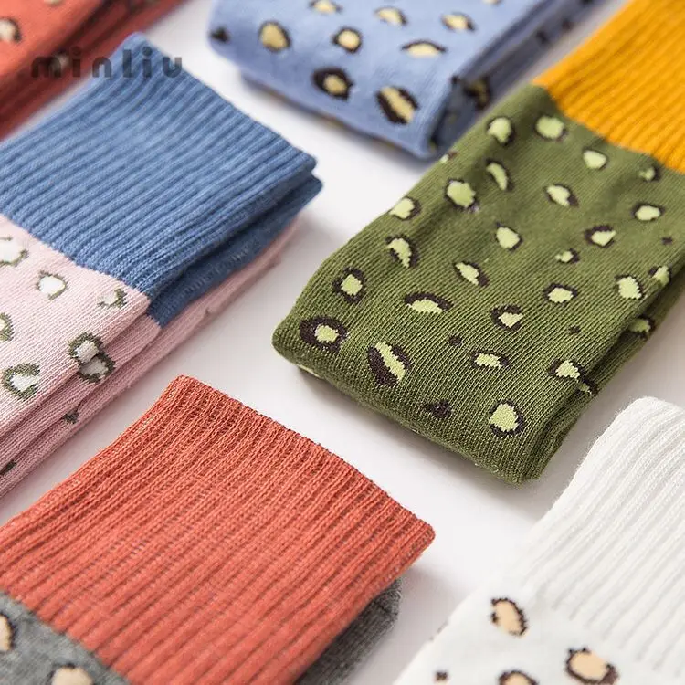 Новинка, Детские леопардовые носки, Хлопковые гольфы для девочек до колена, детские носки