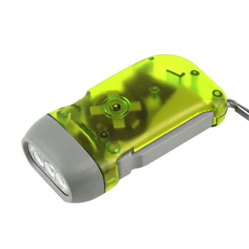 Custom Logo Hand Crank Generator 3 LED Dynamo Flashlight