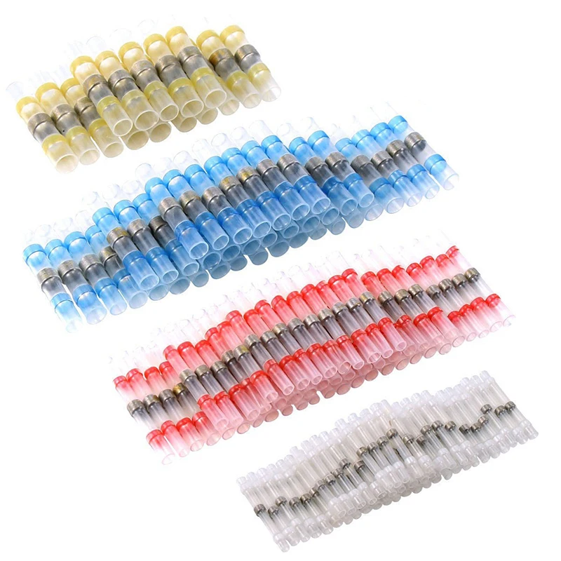 Hampoolgroup Self-Solder Heat Shrink Butt Connector Solder Sleeve Waterproof Insulated Electrical Solder Seal Wire Connectors