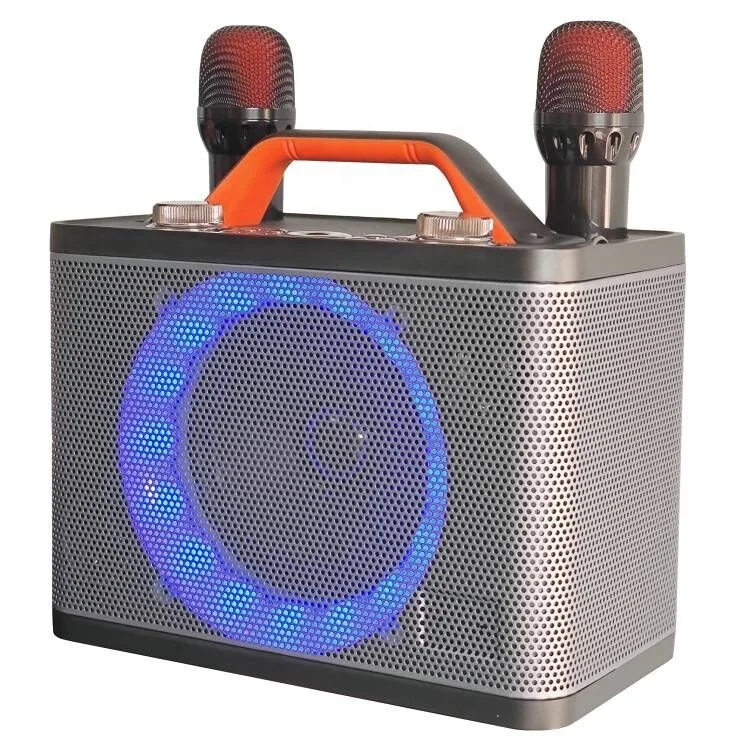 Karaoke Machine with Two Wireless Microphones, Portable Bluetooth Speaker, LED Lights,Supports TF Card/USB  AUX for party