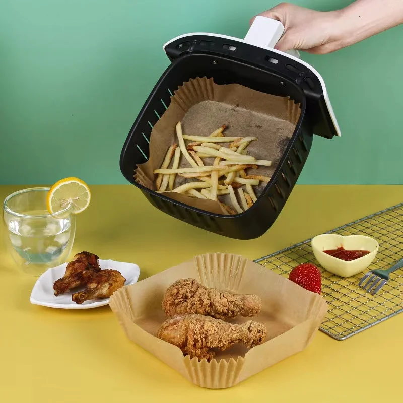 Hot Sale Parchment Air Fryer Liner Customized Design Printing Disposable Food Grande Safety Air Fryer Liner