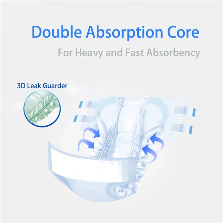 Double Absorption Core Cover Plastic Backed Elderly Incontinence Baby Thick Cover Diaper For Men Adult