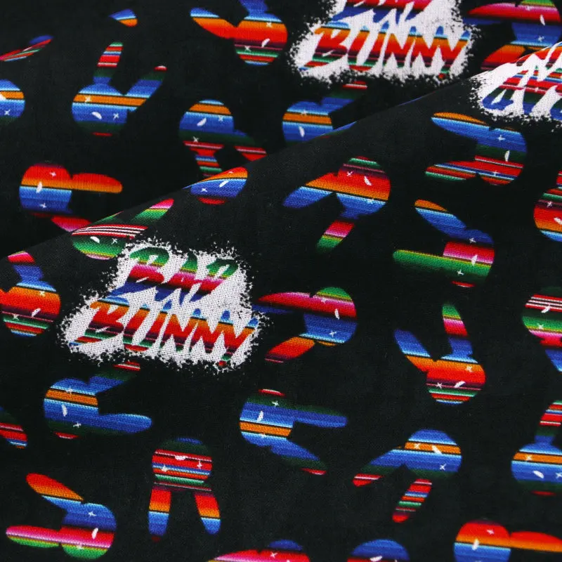 black color Twill bad bunny Prints Quilt Fabric Printed 100% Cotton fabric