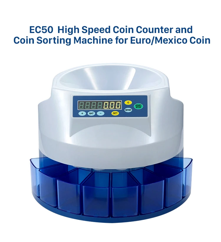 EC60 Automatic Coin Counter ,coins Sorter for Rupee Euro Coin Counting Machine for Turkey ,Island,Italy more others all
