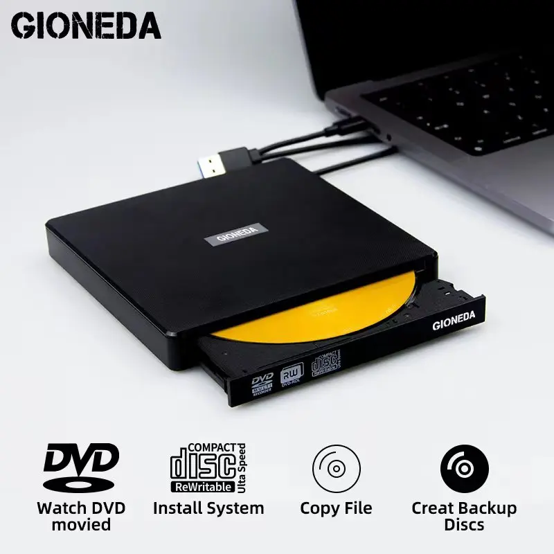 Портативный внешний USB-рекордер для чтения и записи DVD ноутбука или