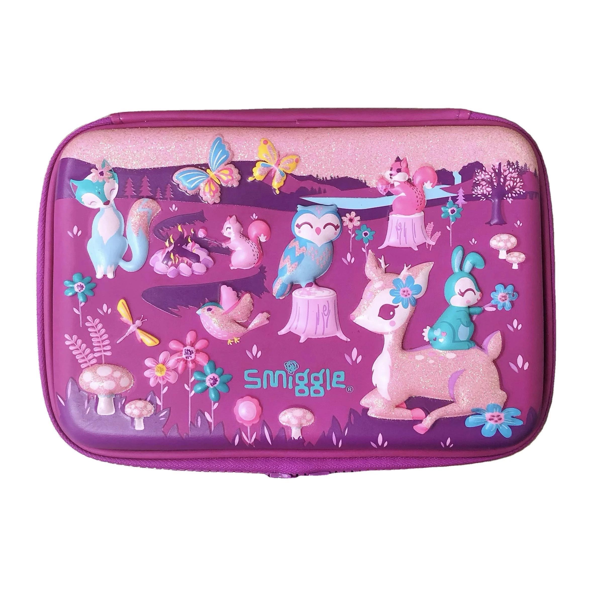 Stationary Box Fancy  Animals Purple High School Clear Kids Smiggle EVA Cute School Sublimation Pencil Cass With Custom