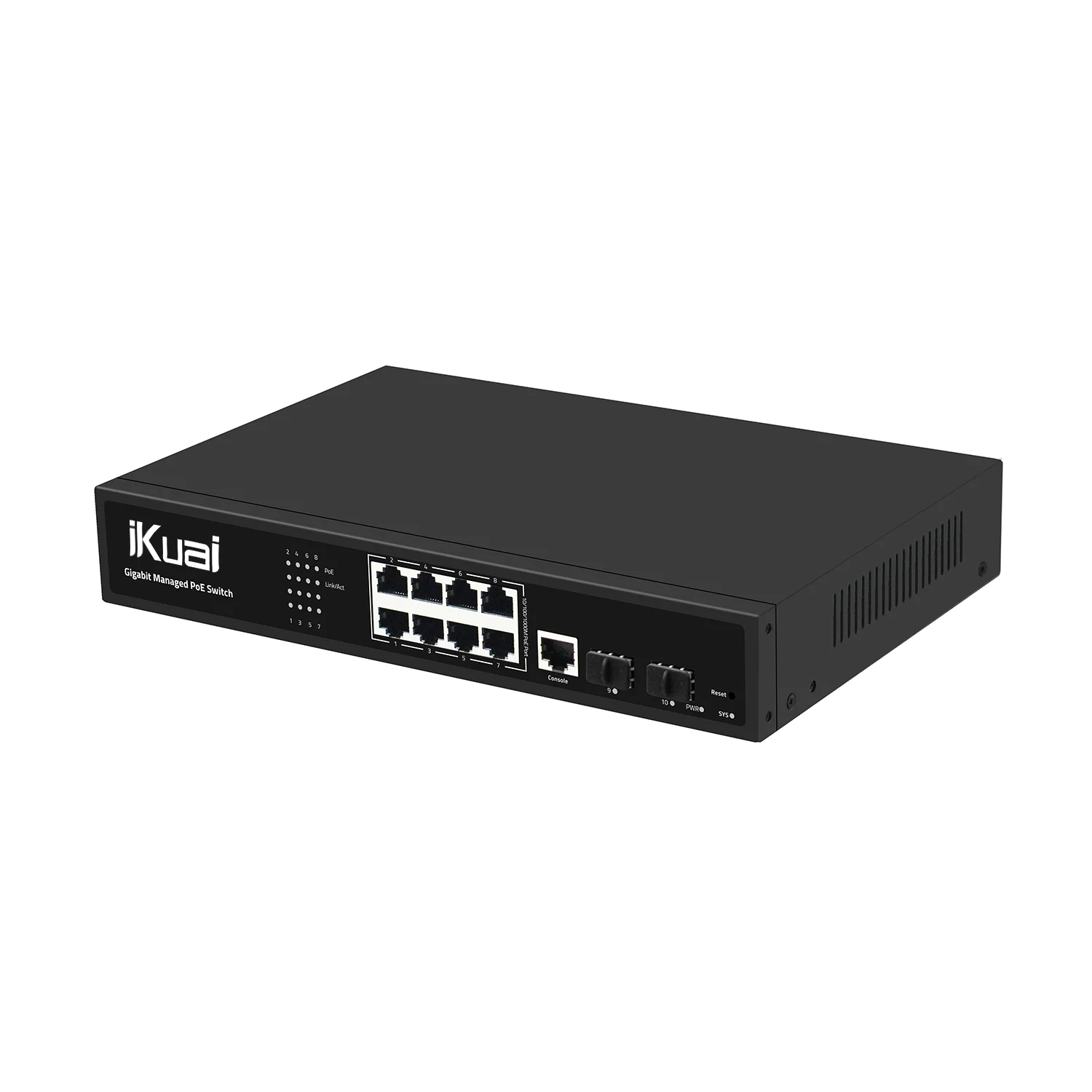 IK-J7110 10 port Gigabit ethernet network switch 12v managed Core aggregation Switch PoE power 8*10/100/1000Mbps RJ45 SFP Port