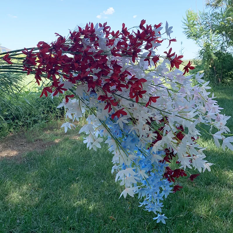 Artificial Flowers Silk Oncidium Orchid Flowers Branches Spray Floral Stem for Home Decor Wedding Backdrop Arch Wall TableRunner