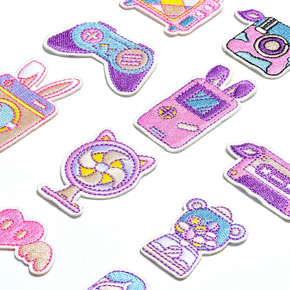 Cute Cartoon Designer Logo Embroidery Patch Purple Style Hand Made Embroidery Blazer Pocket Patch