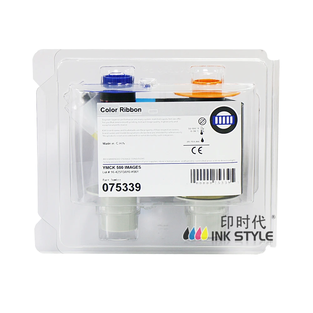 compatible for HDP5000 Fargo 075339 YMCK Color Ribbon 500images & 075338 Film 1500images