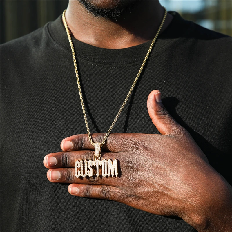 VVS Moissanite Pendant Necklace Iced Out Letter Pendants Hip Hop Jewelry Rose Gold Plated De Initial Letter Pendant Silver Jesus