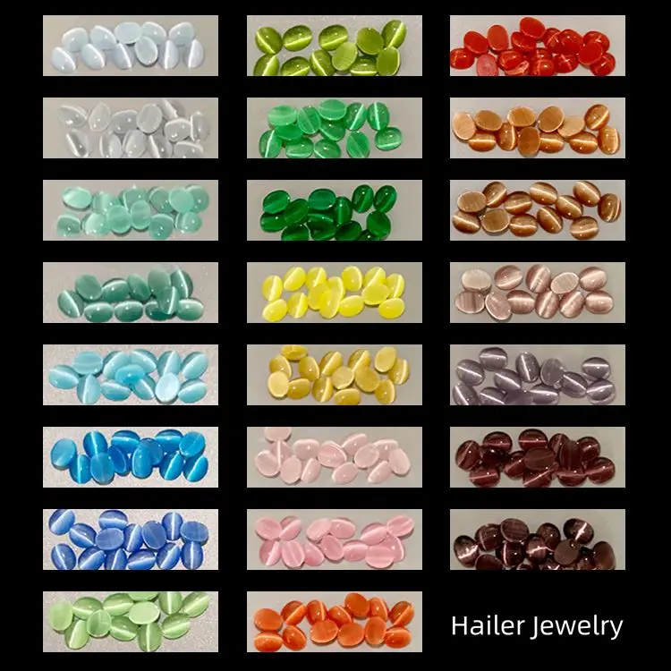 Hailer joyas custom color cabochon monalisa cat eye stone loose gemstones for jewelry