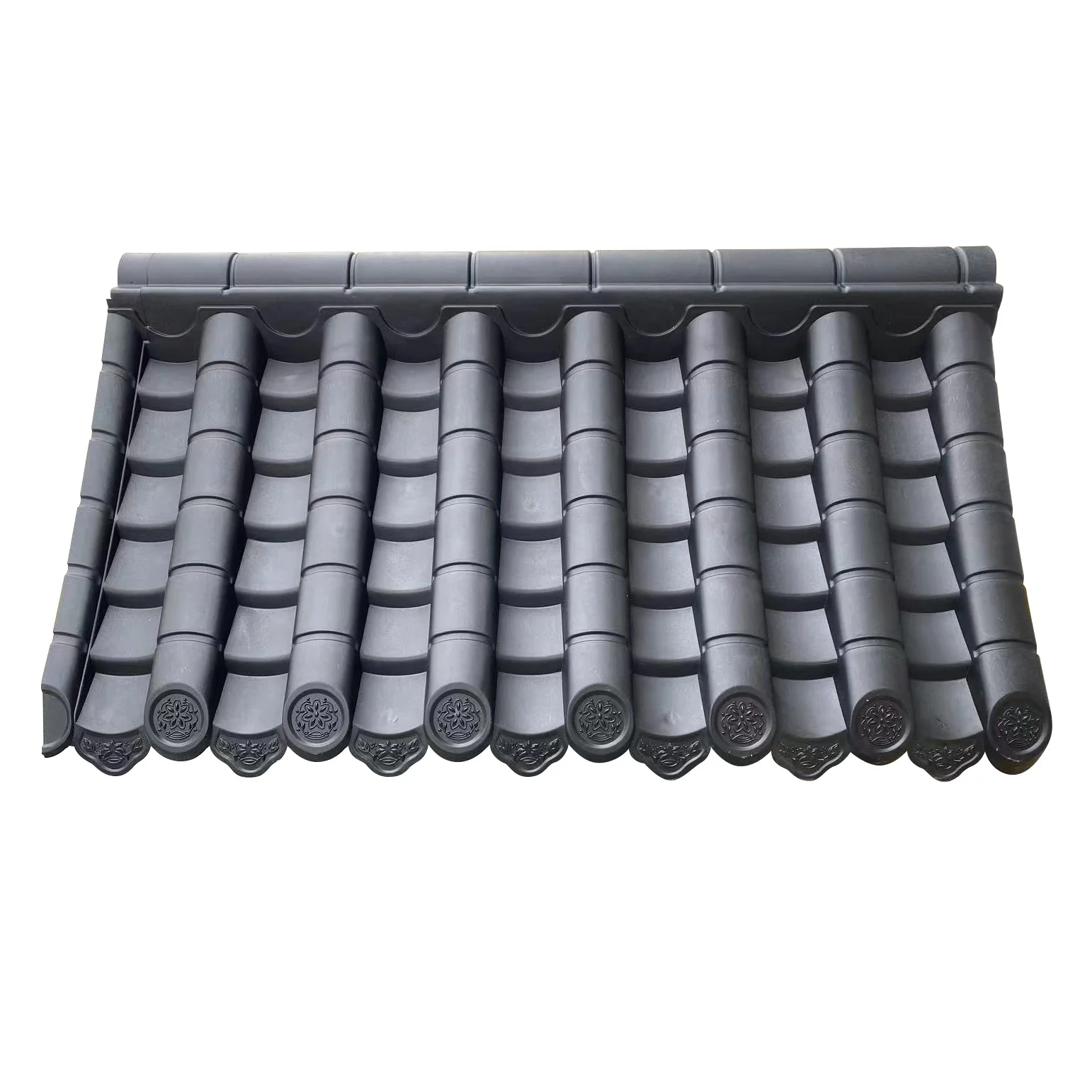 Chinese traditional yin yang plastic tile roof shingle korean roofing sheet pvc synthetic