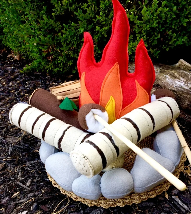 funny boy girls pretend campfire playing toy interesting kids camping set felt toy