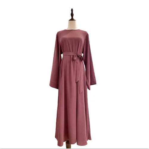 YiXin Abaya Women Muslim Dress 2022 Dubai Plain Color Long Sleeve Maxi Abaya Turkey Women Muslim Dress
