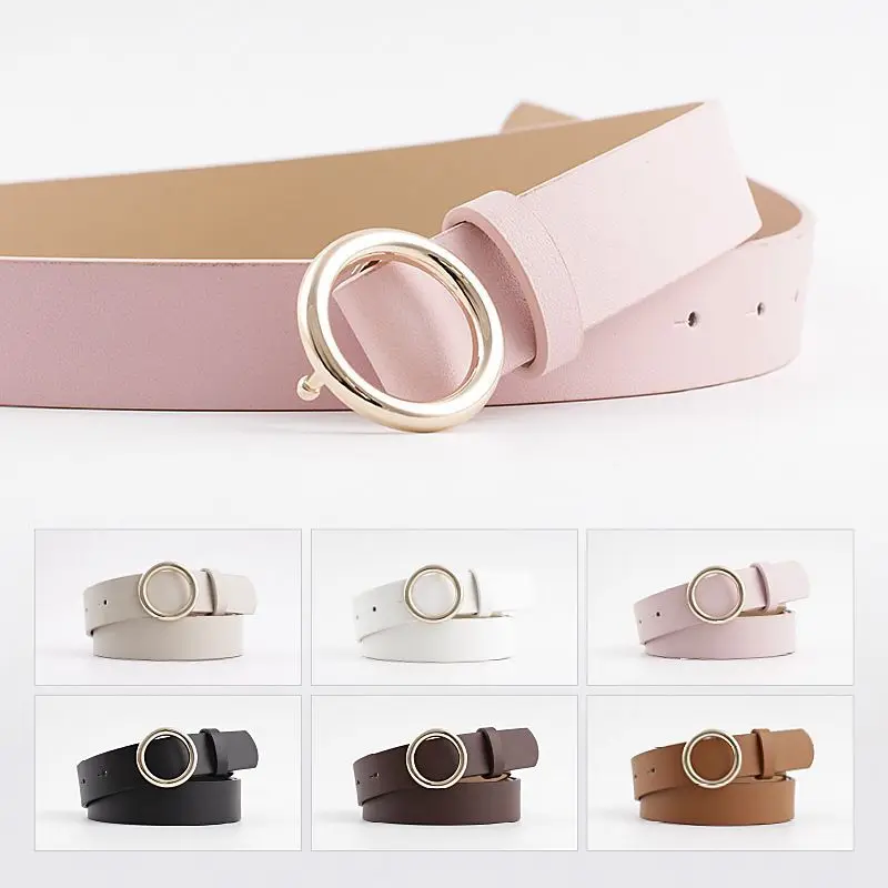Fashion Classic Round Buckle Jeans Wild Belts for Women Fashion Students Simple Female Leather Pin Buckles Belt With Prong