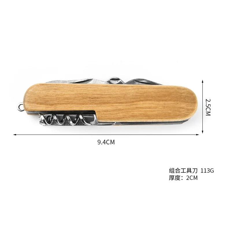 Christian Gifts for Men Lord is My Strength Engraved Dark Wood 6 Function Pocket Knife Outdoor Adventure Survival Knife