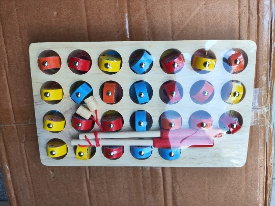 Wooden Magnetic Fishing Game Fine Motor Skill Toy ABC Alphabet Color Sorting Puzzle Montessori Letters Cognition Preschool Gift