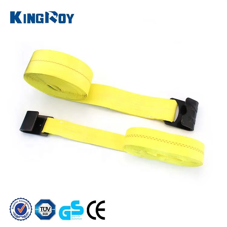 KingRoy 2 inch 3inch polyester webbing tie down lashing winch strap with flat hook for cargo control