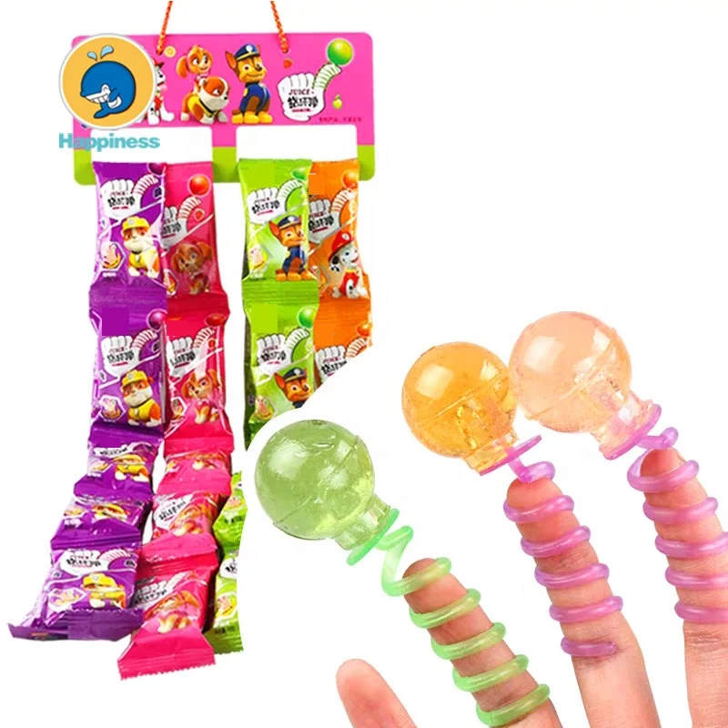 funny fruity spring finger lollipop toy hard candy