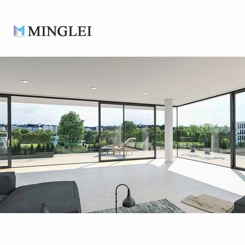 MInglei NFRC USA Hurricane Impact Windproof Powder Coated 96 x 80 Sliding Patio Door Double Glass Exterior Aluminum Slide Doors