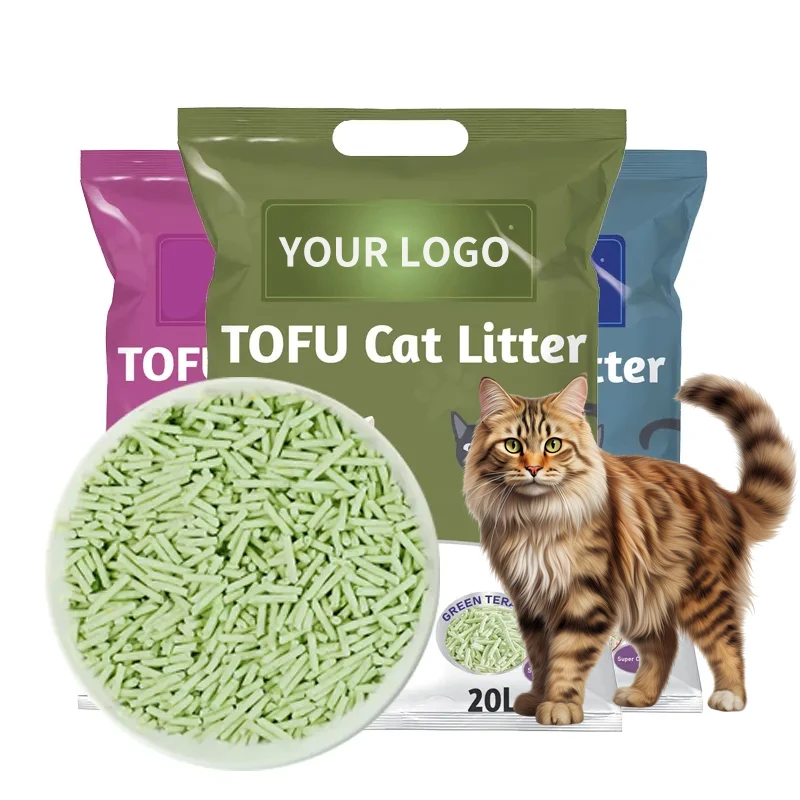 Manufacturer OEM Premium Easy Clean Plant Cat Sand Green Tea Scent 6l Eco Clean 2mm Stripe Shape Strong Clumping Tofu Cat Litter