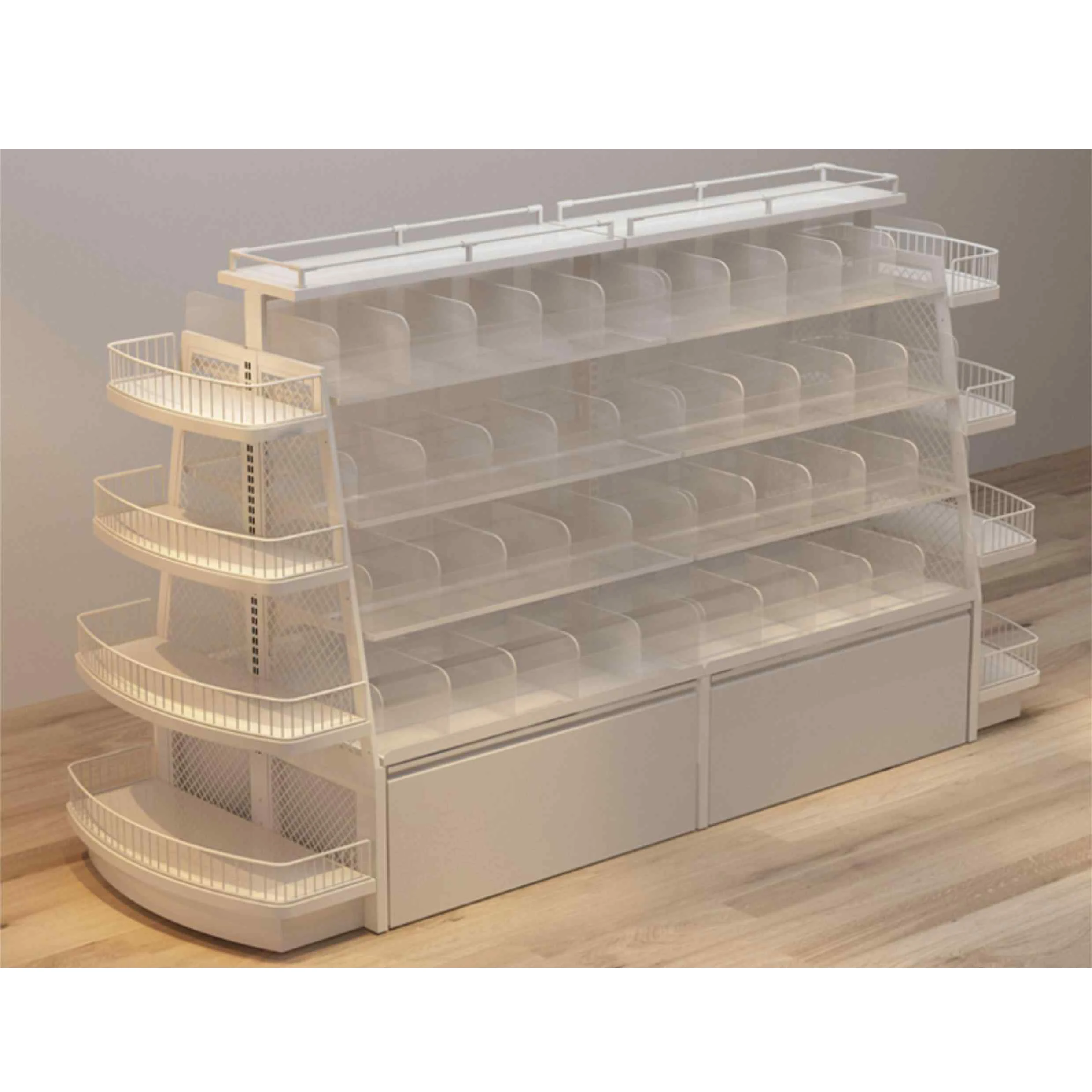 Snack Shelf Biscuit Grain Candy Counter Display Rack Wall Mount Floor Candy Display Rack Supermarket Rack With Acrylic Bins