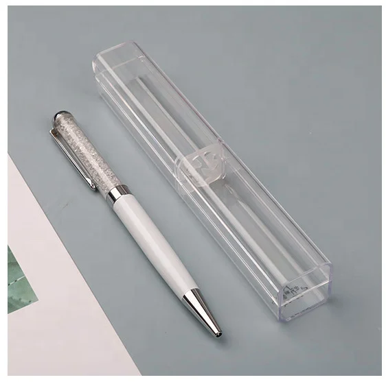 Custom cheap promotional logo pen plastic Quartet case transparent Gift Box set packaging box