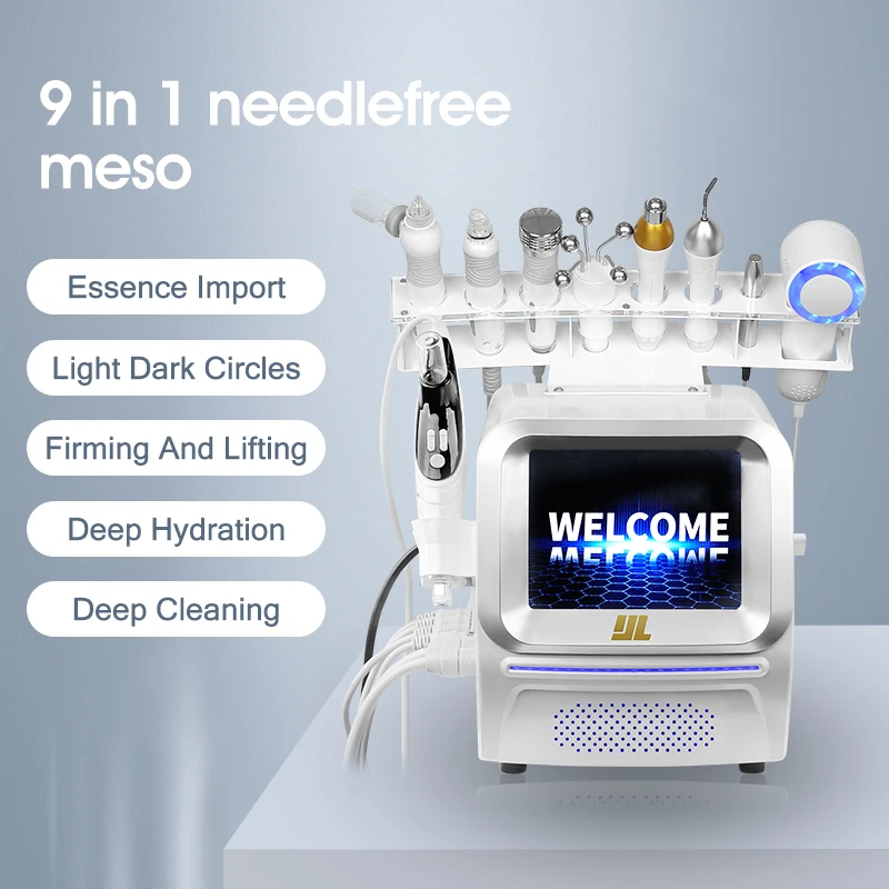S.W 9 1 Needlefree Microderma Machine Qun Meso Qun Facial Beauty Machine EMS Whitening Cleaning Pore Targeting Head UK/EU/US/CN