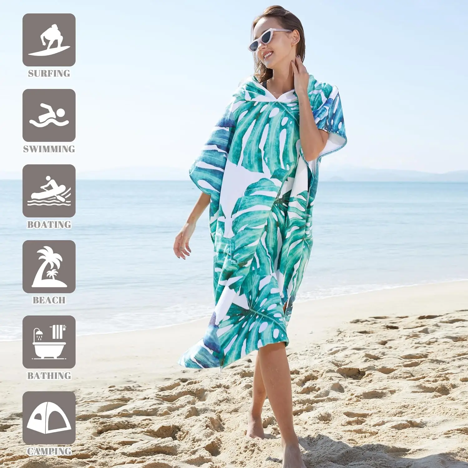 Customized Printing Changing Surf Poncho Swim Robe Quick Dry Microfiber Hooded Beach Towel