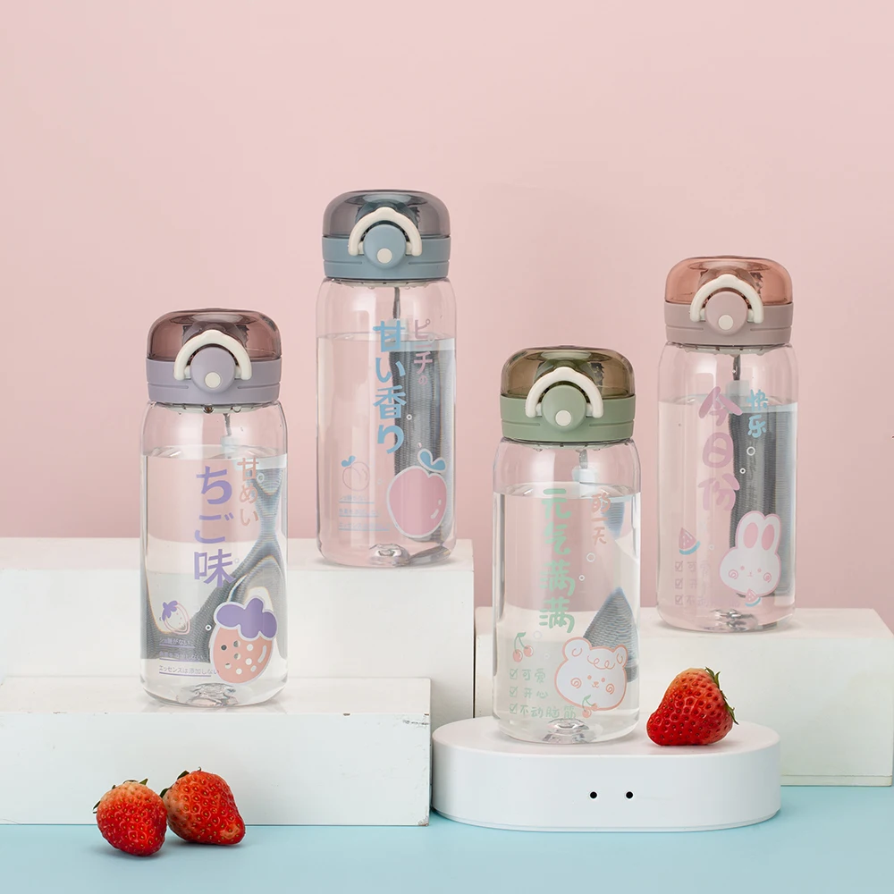 Custom logo cartoon print name and picture 12oz fancy drinks plastic plain blank water bottles bulk for school children kids