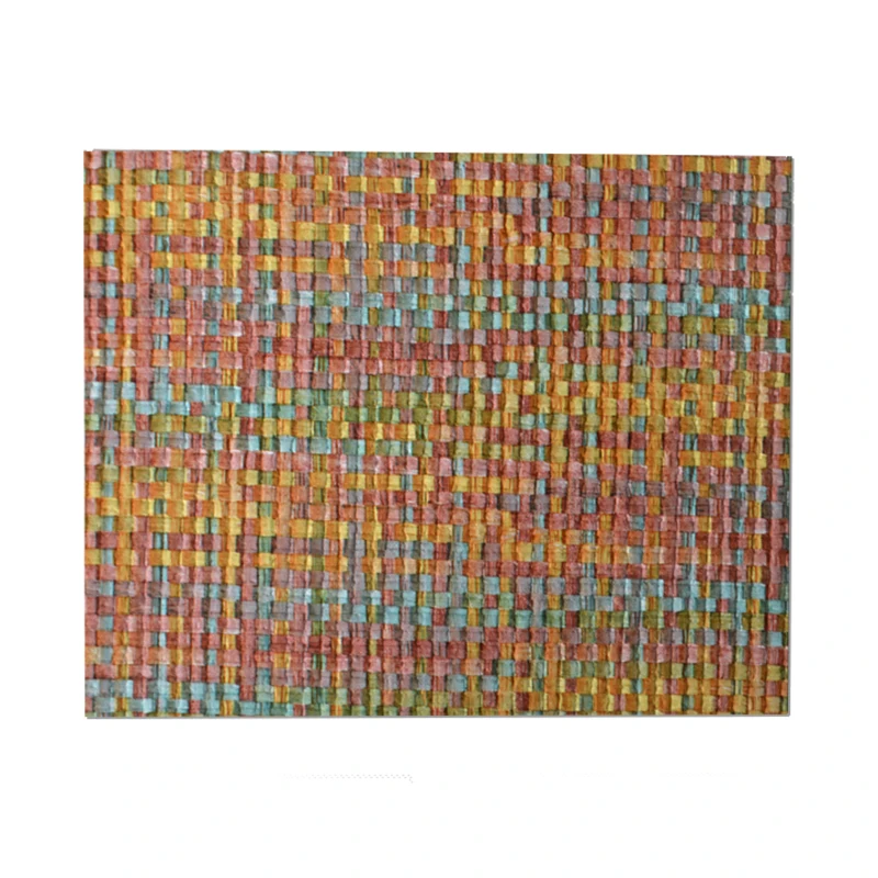 Small woven pattern PU fabric retro color woven pattern over-color straw mat woven texture skin feel slippery woven leather