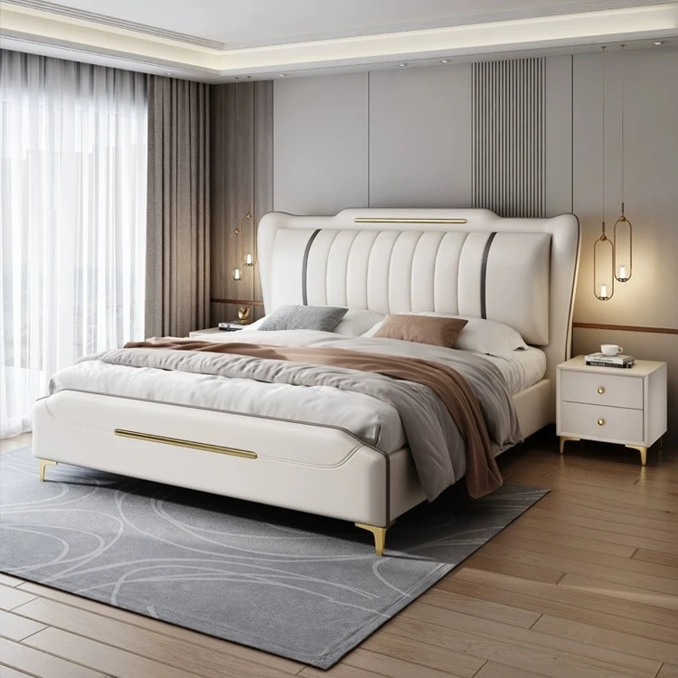 Luxury Bedroom Furniture Upholstered Modern Wood Beds Bed Room Set Furniture
