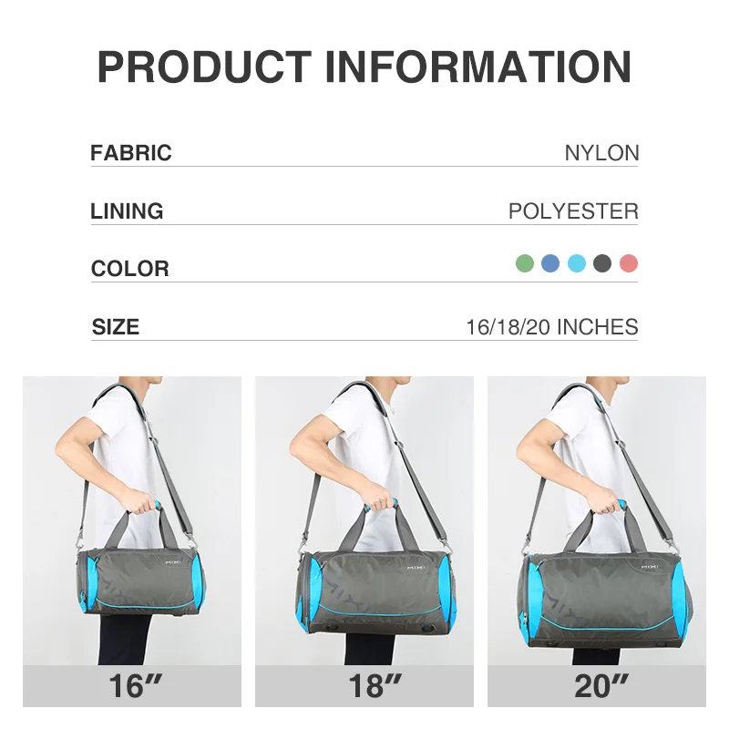 large capacity duffle personalised  gym bag carrying case handbag nylon waterproof unisex gym bags