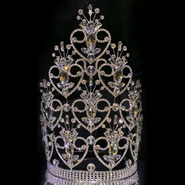 Baroque Rhinestone Royal Queen Crown High-end round Bridal Headband Christmas Pageant Crowns