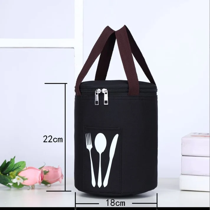 New Round insulated carrying lunch bag camping fresh food picnic bag foldable outdoor waterproof cooler tote bag