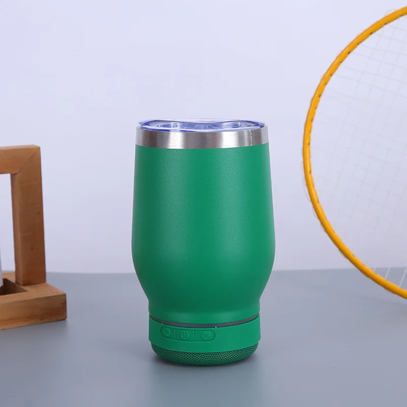 new coming 12oz wine tumbler blue tooth speaker tumbler with lid and straw stainless steel smart cup personalized music mugs