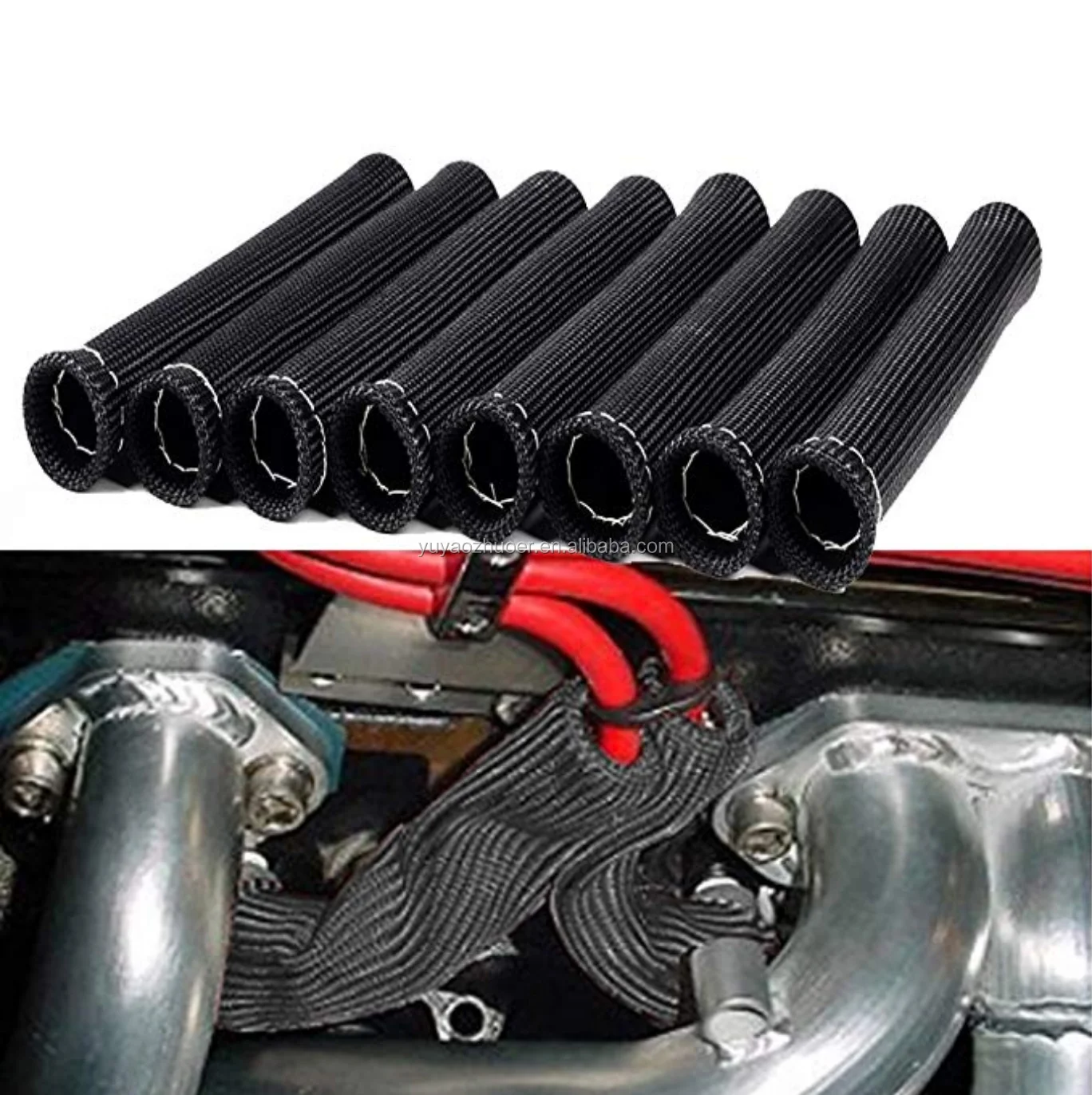 
Spark Plug Wire Boot Heat Shield Protective Sleeve 4 Cylinder - Black 